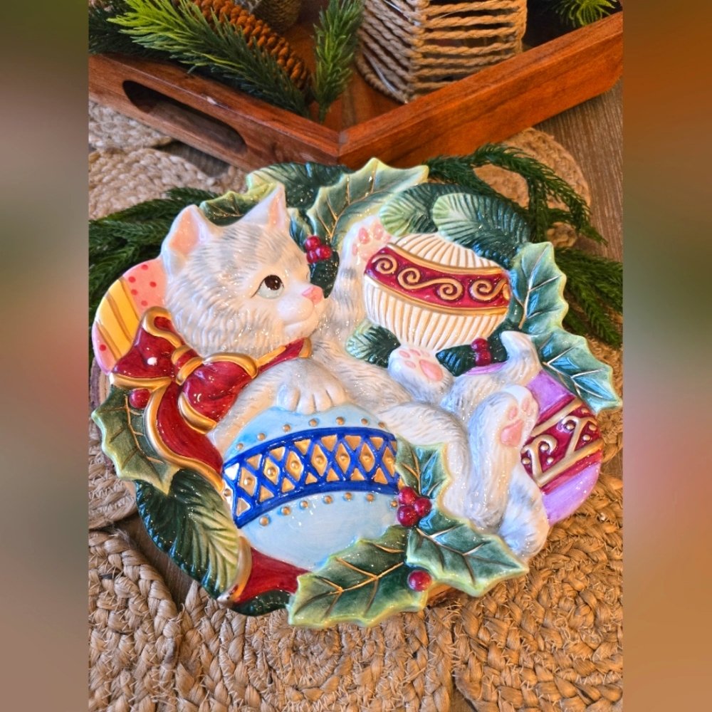 Fitz & Floyd "Kristmas Kitty" Plate